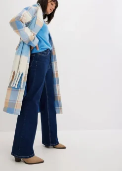 bonprix Jeans|Kurzgrößen^Wide Leg Jeans High Waist, Bio-Baumwolle nachtblau denim