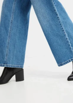 bonprix Jeans|Bekleidung·Shirts & Tops^Wide Leg Jeans Mid Waist blau denim used