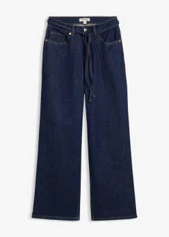 bonprix Bekleidung·Shirts & Tops|Jeans^Wide Leg Jeans Mid Waist tiefblau denim ungewaschen