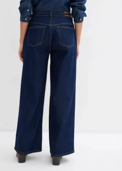 bonprix Bekleidung·Shirts & Tops|Jeans^Wide Leg Jeans Mid Waist tiefblau denim ungewaschen