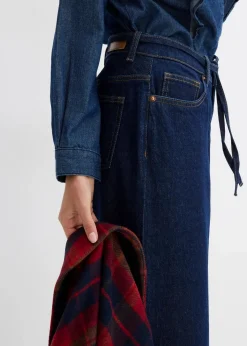 bonprix Bekleidung·Shirts & Tops|Jeans^Wide Leg Jeans Mid Waist tiefblau denim ungewaschen