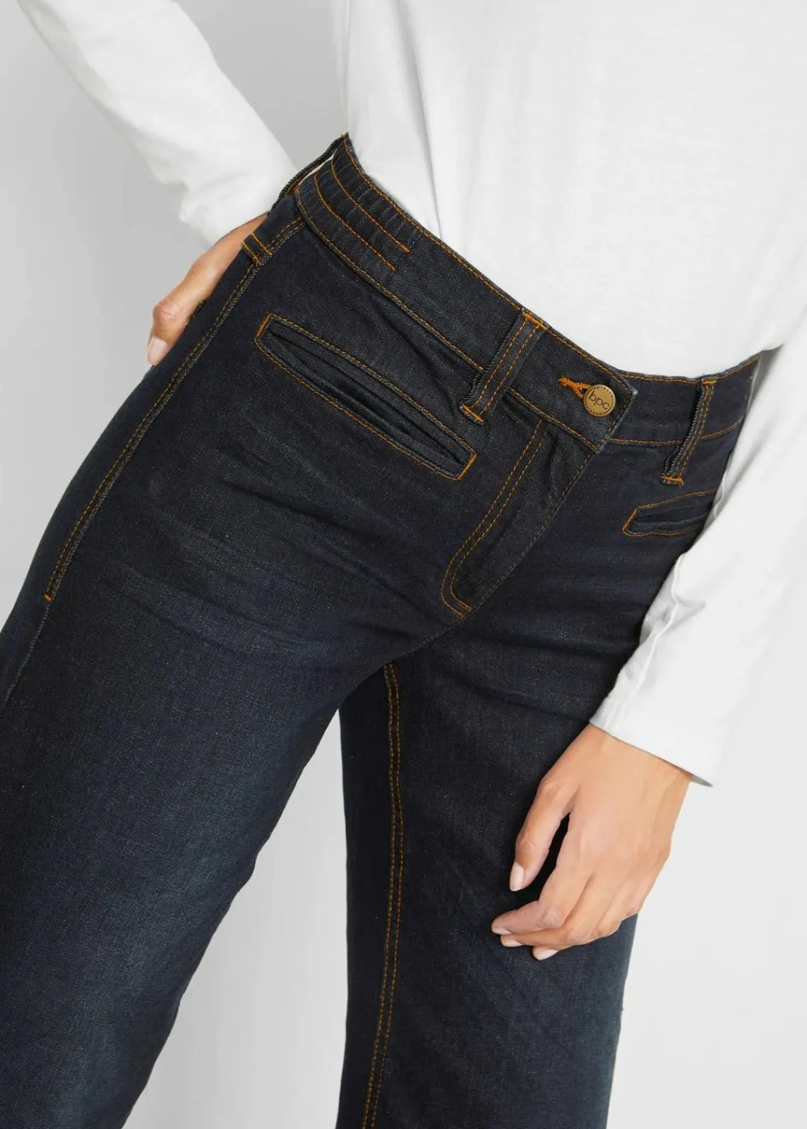 bonprix Bekleidung·Shirts & Tops|Jeans^Wide Leg Jeans Mid Waist, Bequembund dunkelblau denim used