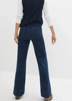 bonprix Jeans|Kurzgrößen^Wide- Leg Jeans Mid Waist, Komfort-Stretch nachtblau denim