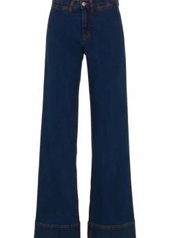 bonprix Kurzgrößen|Bekleidung·Shirts & Tops^Wide- Leg Jeans Mid Waist, Komfort-Stretch nachtblau denim