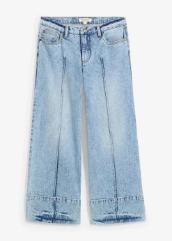 bonprix Bekleidung·Shirts & Tops|Jeans^Wide Leg Jeans Mid Waist, cropped eisblau denim used
