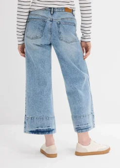 bonprix Bekleidung·Shirts & Tops|Jeans^Wide Leg Jeans Mid Waist, cropped eisblau denim used