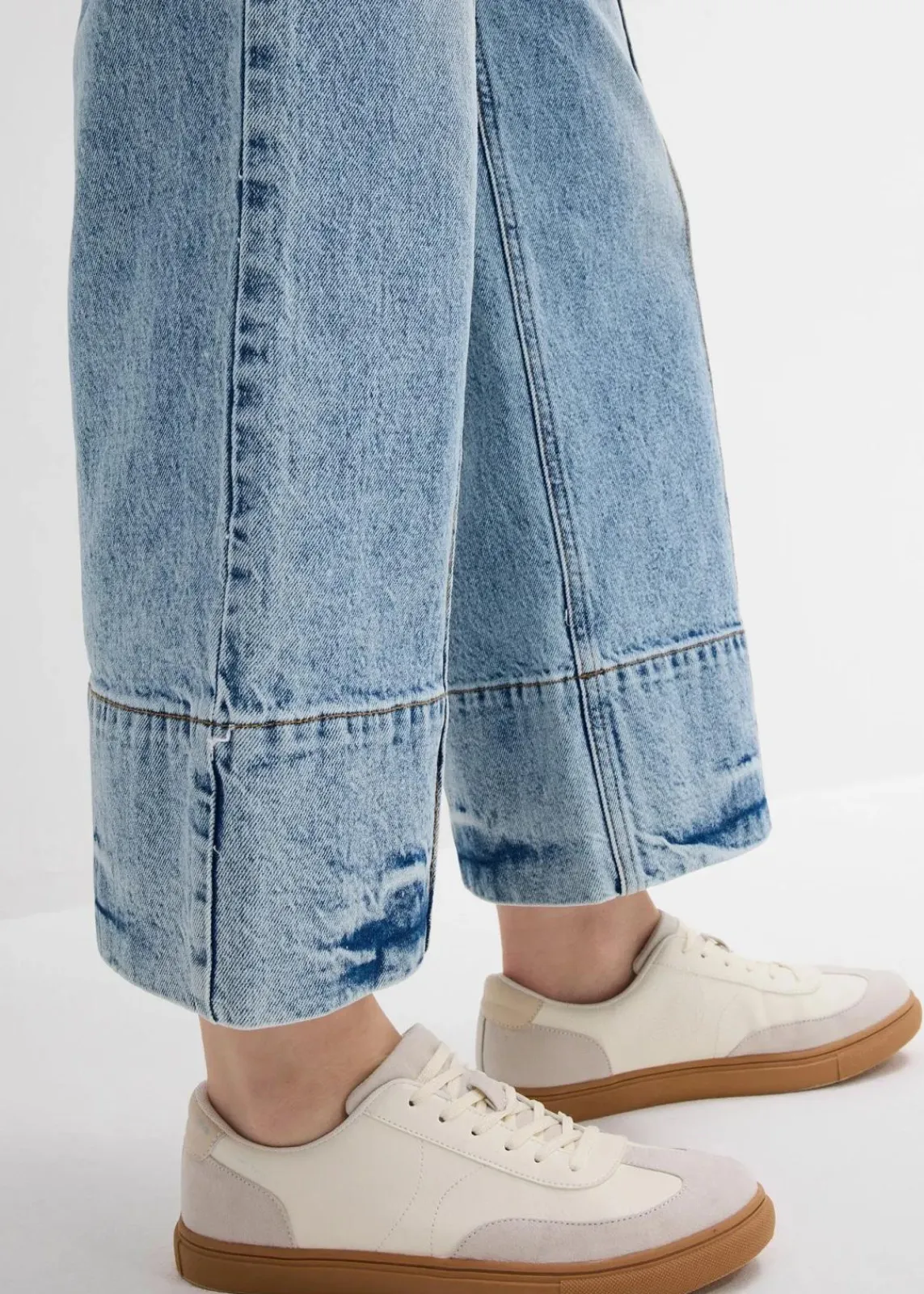 bonprix Bekleidung·Shirts & Tops|Jeans^Wide Leg Jeans Mid Waist, cropped eisblau denim used