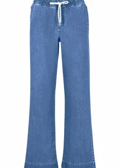 bonprix Jeans|Kurzgrößen^Wide Leg Jeans Mid Waist, Stretch hellblau denim