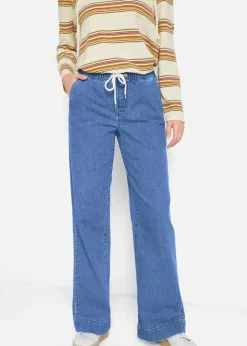 bonprix Jeans|Kurzgrößen^Wide Leg Jeans Mid Waist, Stretch hellblau denim