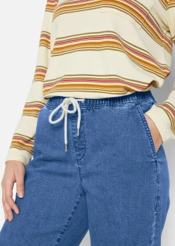 bonprix Jeans|Kurzgrößen^Wide Leg Jeans Mid Waist, Stretch hellblau denim