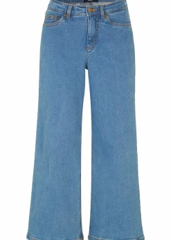 bonprix Bekleidung·Shirts & Tops|Jeans^Wide Leg Jeans Mid Waist, cropped blau denim