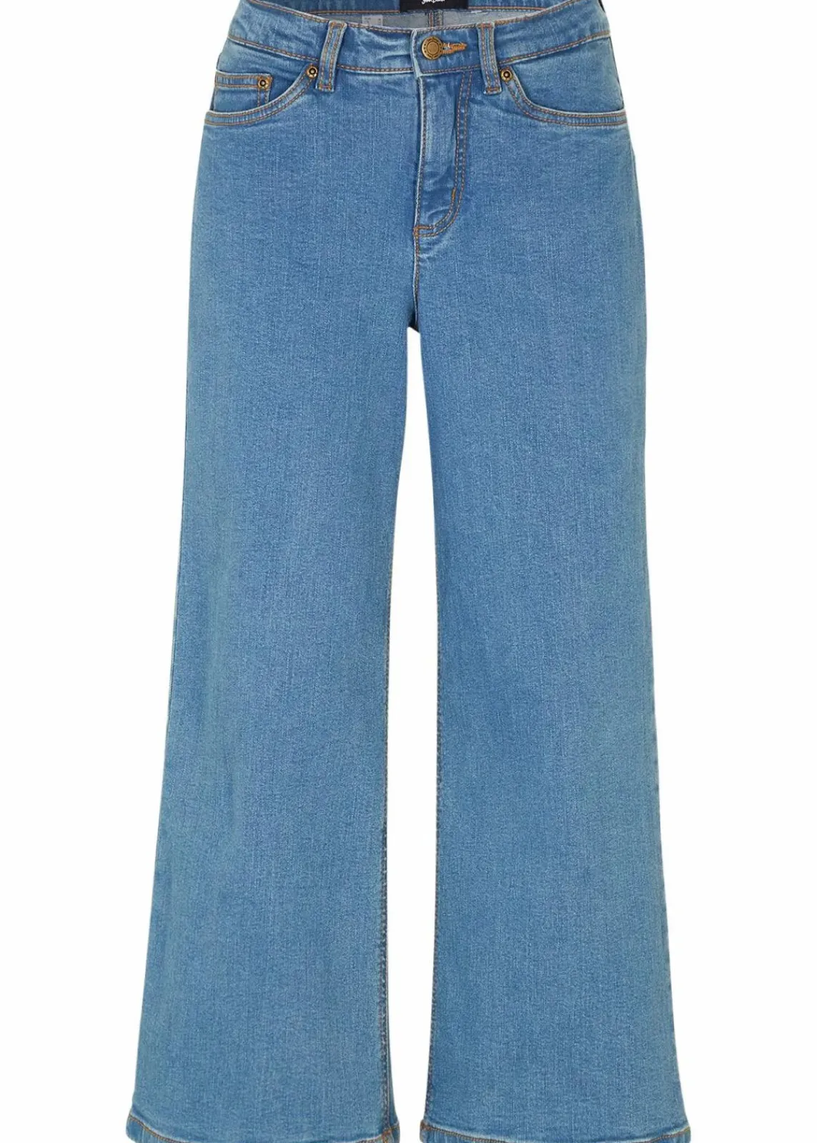bonprix Bekleidung·Shirts & Tops|Jeans^Wide Leg Jeans Mid Waist, cropped blau denim