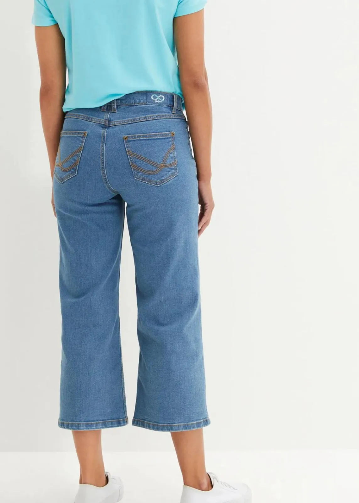 bonprix Bekleidung·Shirts & Tops|Jeans^Wide Leg Jeans Mid Waist, cropped blau denim