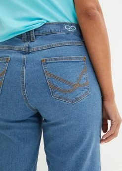 bonprix Bekleidung·Shirts & Tops|Jeans^Wide Leg Jeans Mid Waist, cropped blau denim