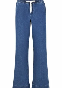 bonprix Jeans|Kurzgrößen^Wide Leg Jeans Mid Waist, Stretch blau denim