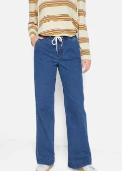 bonprix Jeans|Kurzgrößen^Wide Leg Jeans Mid Waist, Stretch blau denim