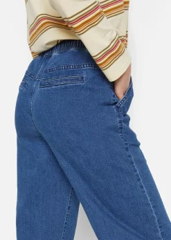 bonprix Jeans|Kurzgrößen^Wide Leg Jeans Mid Waist, Stretch blau denim