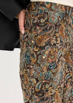 bonprix Bekleidung·Kleider|Hosen^Wide Leg Stretchhose mit Baumwolle schwarz/beige paisley