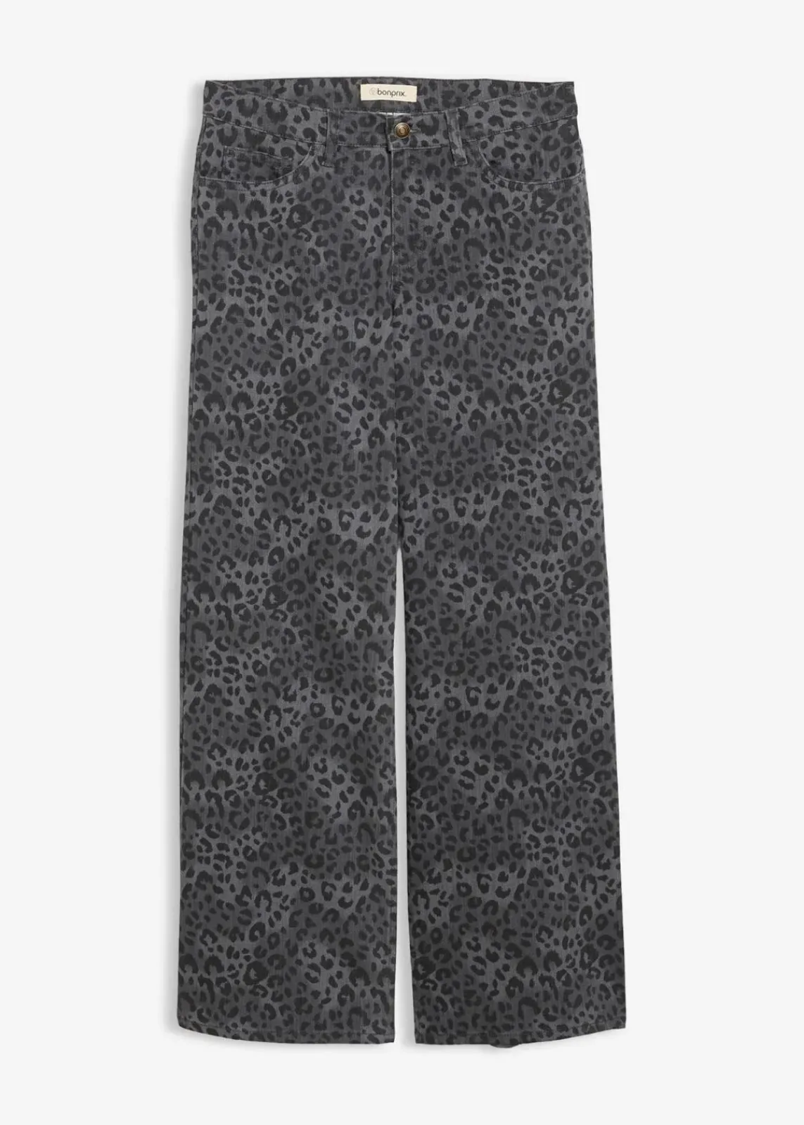 bonprix Bekleidung·Kleider|Hosen^Wide Leg Twillhose mit Leodruck rauchgrau leo bedruckt