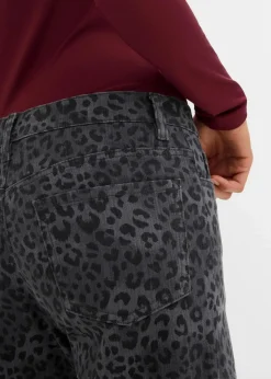 bonprix Bekleidung·Kleider|Hosen^Wide Leg Twillhose mit Leodruck rauchgrau leo bedruckt