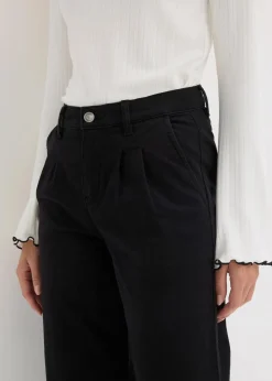 bonprix Bekleidung·Kleider|Hosen^Wide-Leg Bundfalten-Hose mit Bequembund schwarz
