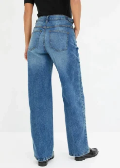 bonprix Jeans|Kurzgrößen^Wide-Leg Jeans Mid Waist blau denim