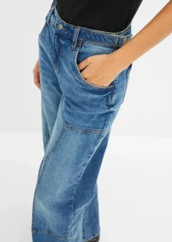 bonprix Jeans|Kurzgrößen^Wide-Leg Jeans Mid Waist blau denim