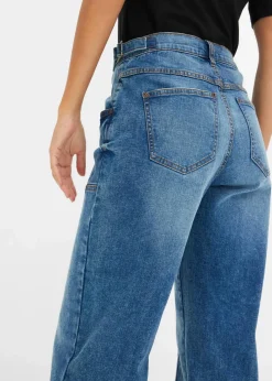 bonprix Jeans|Kurzgrößen^Wide-Leg Jeans Mid Waist blau denim