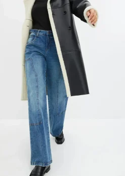 bonprix Jeans|Kurzgrößen^Wide-Leg Jeans Mid Waist blau denim