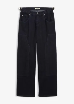 bonprix Jeans|Kurzgrößen^Wide-Leg Jeans Mid Waist tiefblau denim ungewaschen