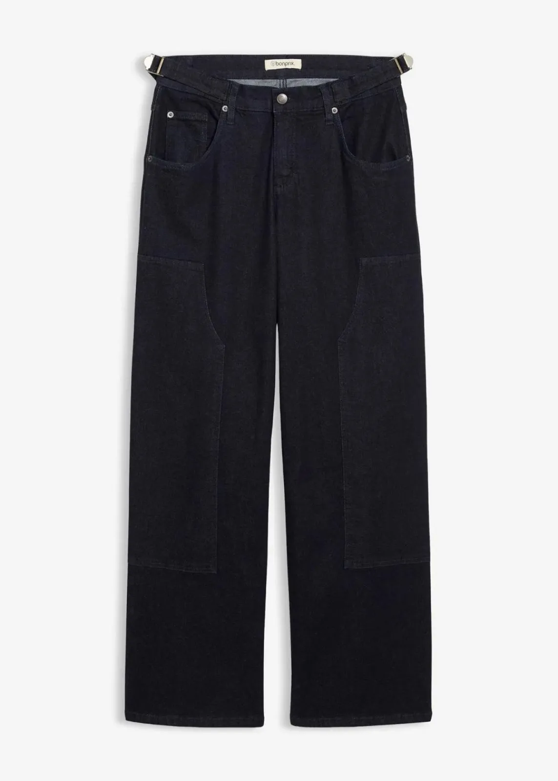 bonprix Jeans|Kurzgrößen^Wide-Leg Jeans Mid Waist tiefblau denim ungewaschen