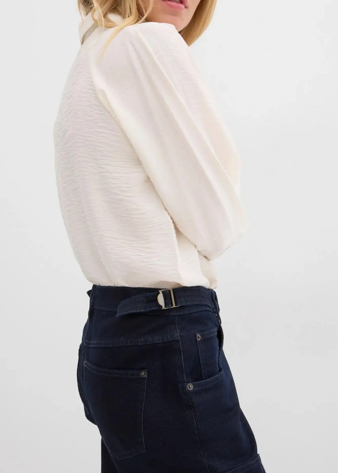 bonprix Jeans|Kurzgrößen^Wide-Leg Jeans Mid Waist tiefblau denim ungewaschen