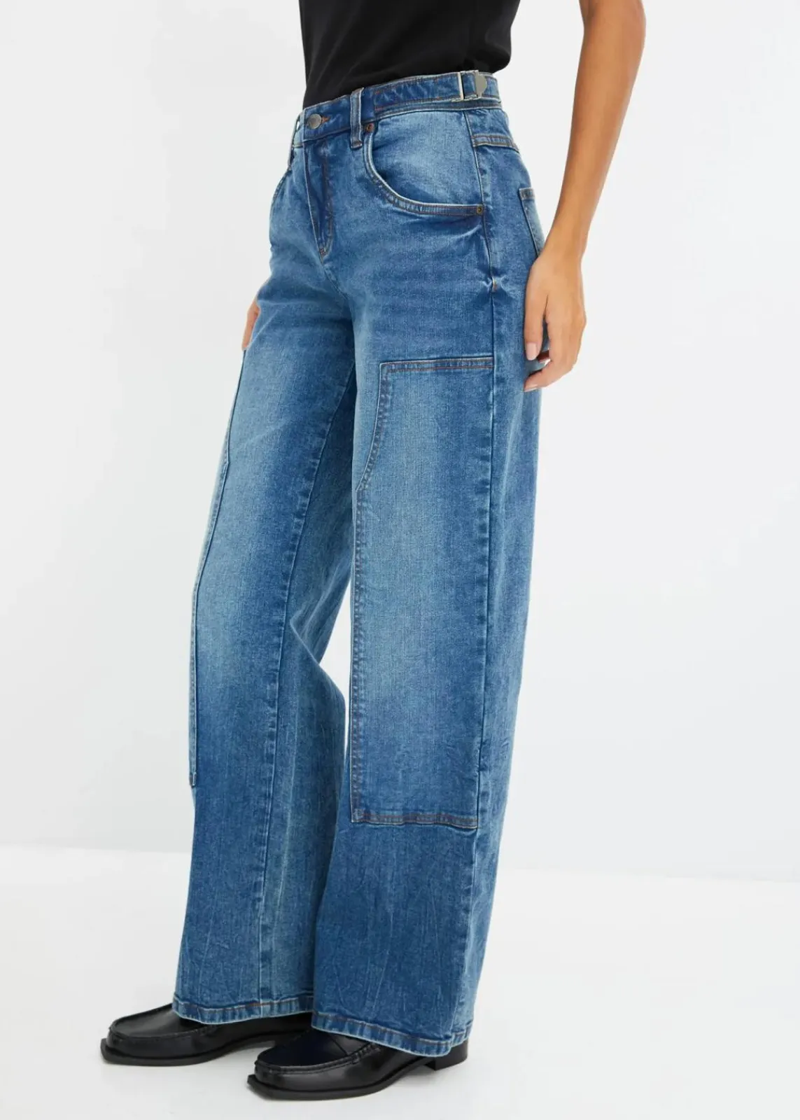 bonprix Jeans|Kurzgrößen^Wide-Leg Jeans Mid Waist blau denim