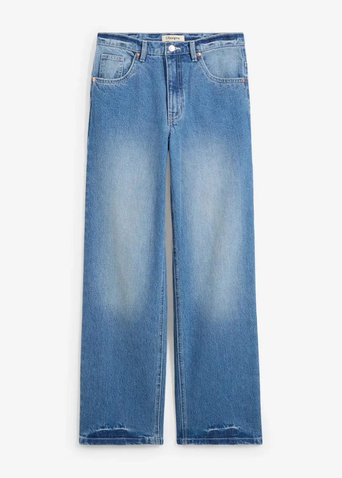 bonprix Jeans|Bekleidung·Shirts & Tops^Wide-Leg-Jeans High Waist hellblau denim used