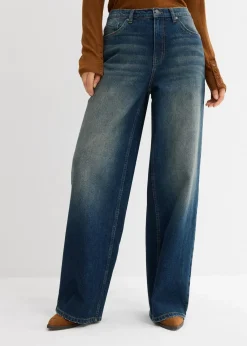 bonprix Bekleidung·Shirts & Tops|Jeans^Wide-Leg-Jeans High Waist dunkelblau denim