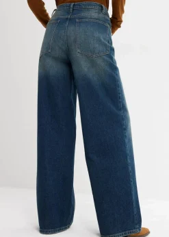 bonprix Bekleidung·Shirts & Tops|Jeans^Wide-Leg-Jeans High Waist dunkelblau denim