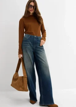 bonprix Bekleidung·Shirts & Tops|Jeans^Wide-Leg-Jeans High Waist dunkelblau denim