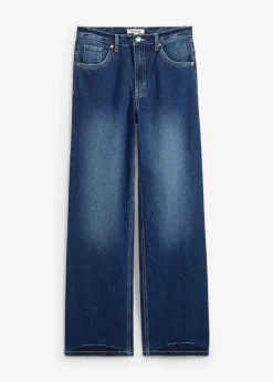 bonprix Bekleidung·Shirts & Tops|Jeans^Wide-Leg-Jeans High Waist dunkelblau denim used