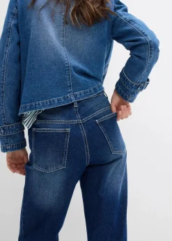 bonprix Bekleidung·Shirts & Tops|Jeans^Wide-Leg-Jeans High Waist dunkelblau denim used
