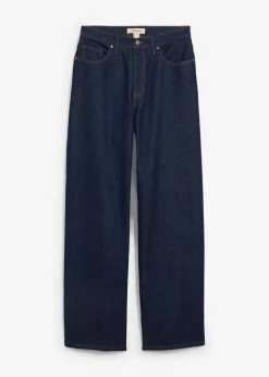 bonprix Jeans|Bekleidung·Shirts & Tops^Wide-Leg-Jeans High Waist tiefblau denim ungewaschen