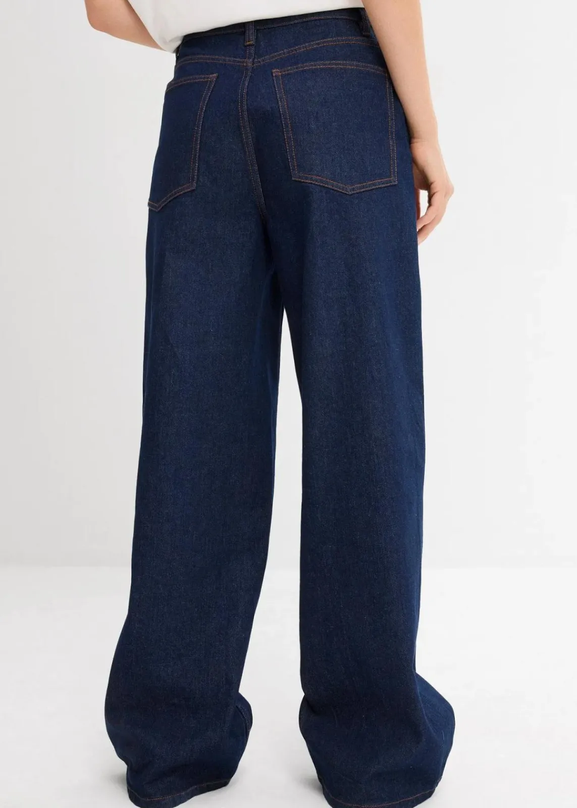 bonprix Jeans|Bekleidung·Shirts & Tops^Wide-Leg-Jeans High Waist tiefblau denim ungewaschen
