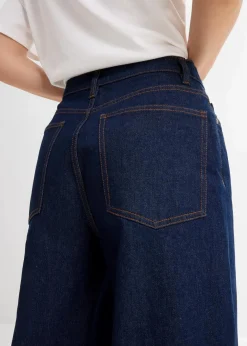 bonprix Jeans|Bekleidung·Shirts & Tops^Wide-Leg-Jeans High Waist tiefblau denim ungewaschen