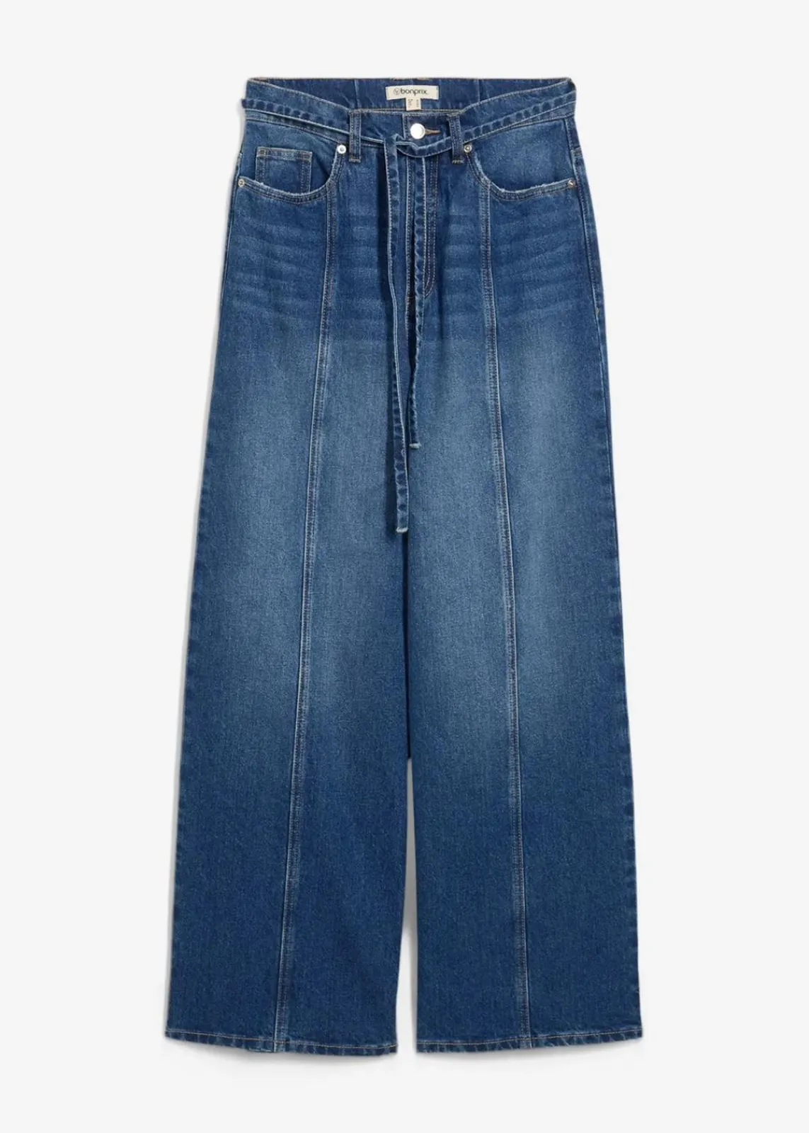 bonprix Bekleidung·Shirts & Tops|Jeans^Wide-Leg-Jeans High Waist blau denim used