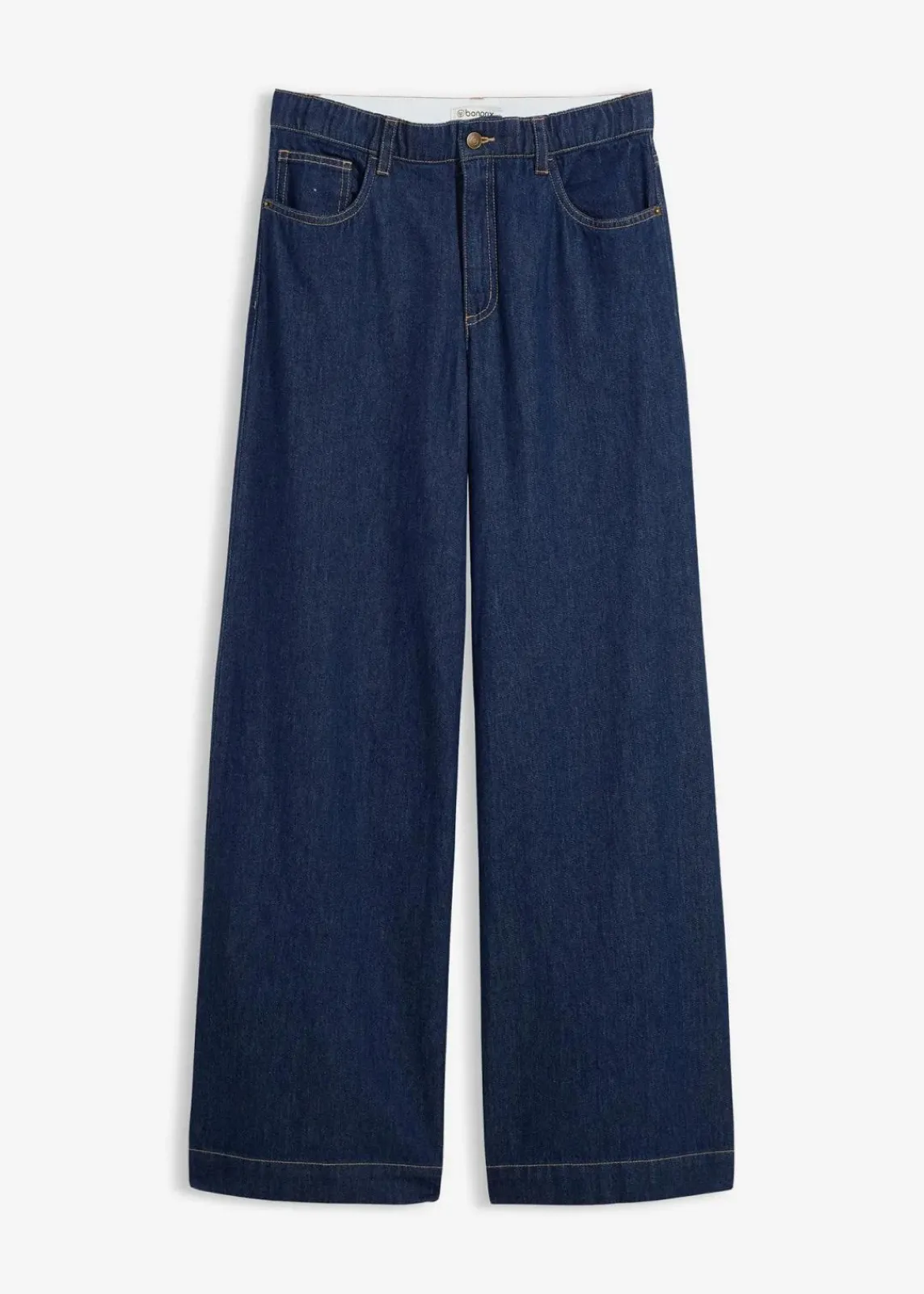 bonprix Kurzgrößen|Bekleidung·Shirts & Tops^Wide-Leg-Jeans High Waist tiefblau denim ungewaschen