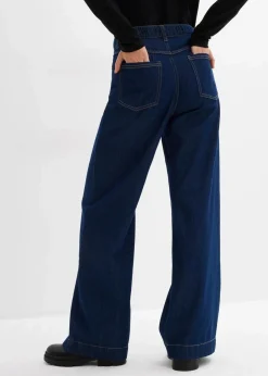 bonprix Kurzgrößen|Bekleidung·Shirts & Tops^Wide-Leg-Jeans High Waist tiefblau denim ungewaschen