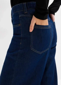 bonprix Kurzgrößen|Bekleidung·Shirts & Tops^Wide-Leg-Jeans High Waist tiefblau denim ungewaschen
