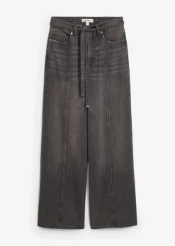 bonprix Jeans|Bekleidung·Shirts & Tops^Wide-Leg-Jeans High Waist grau denim used