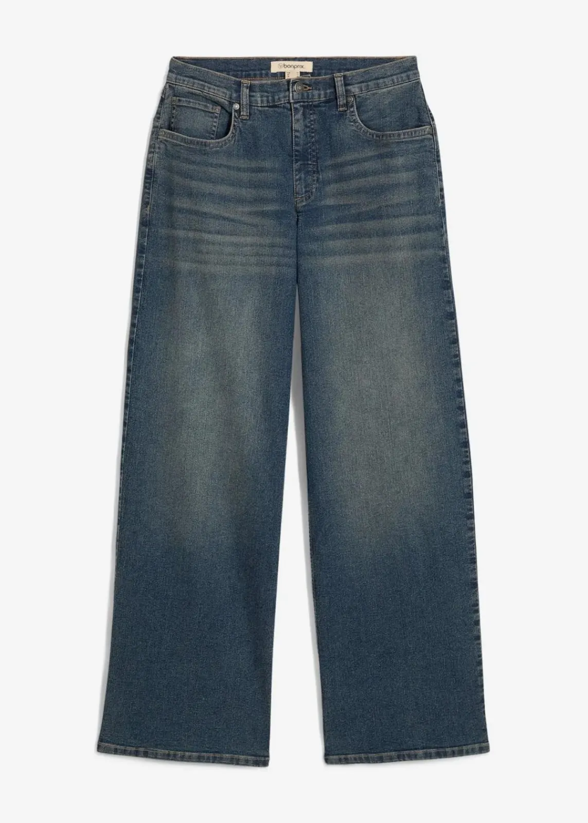 bonprix Kurzgrößen|Jeans^Wide-Leg-Jeans, High Waist blau denim used