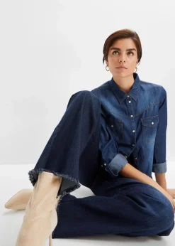 bonprix Bekleidung·Shirts & Tops|Jeans^Wide-Leg-Jeans, High Waist nachtblau denim
