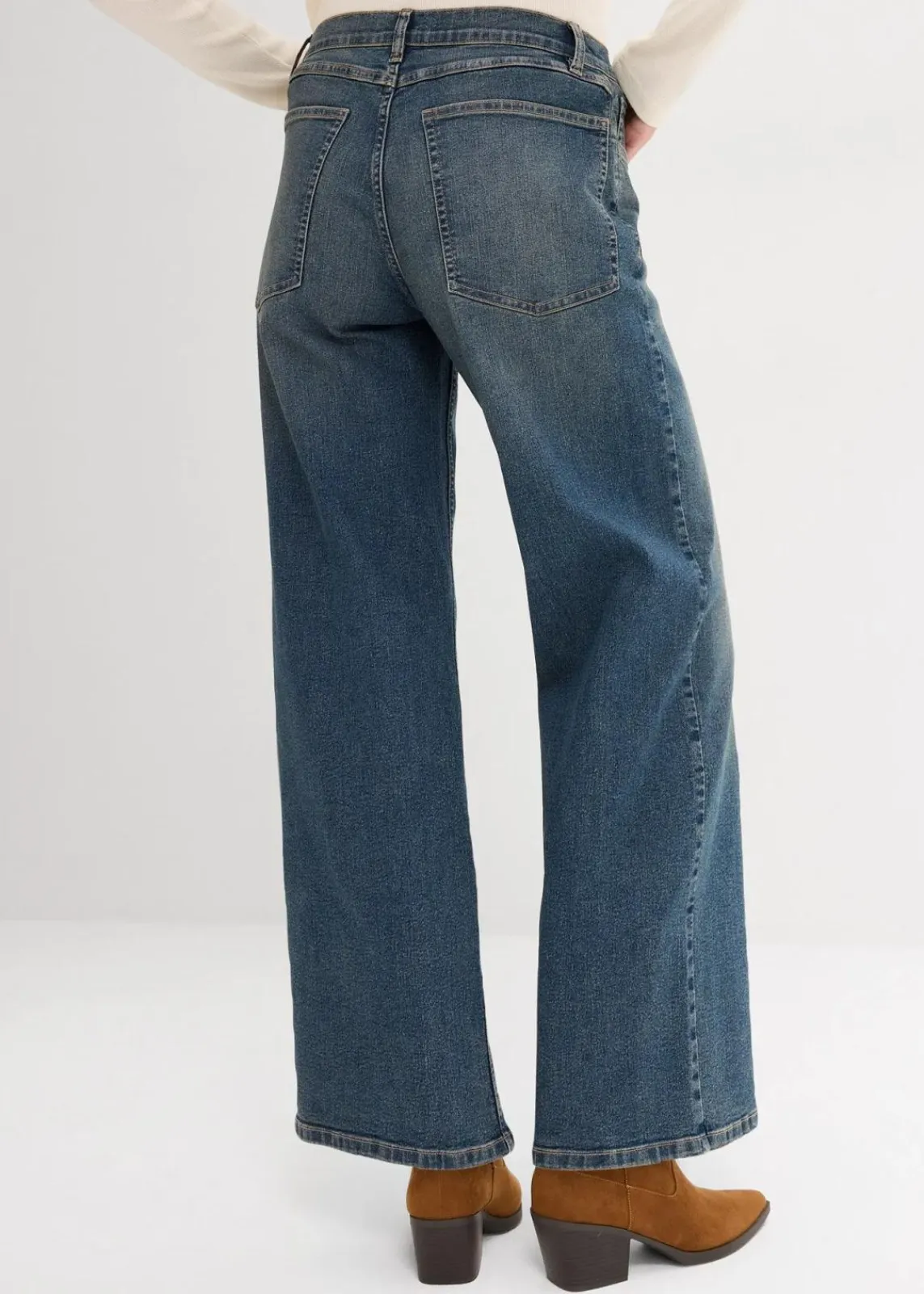 bonprix Kurzgrößen|Jeans^Wide-Leg-Jeans, High Waist blau denim used